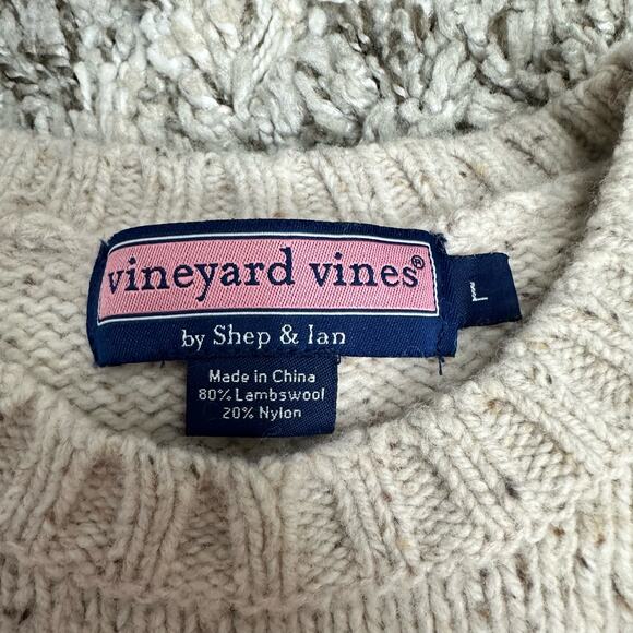 Vineyard Vines Lambswool Quilted Elbow Patch Sweater Oatmeal Men's L Crewneck - Picture 7 of 9